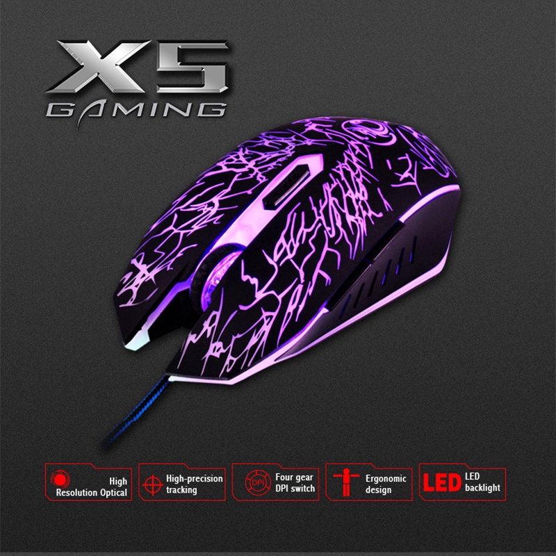 Chuột chơi game IMice X5 có led nhiều màu đầu cắm USB 6 phím bấm