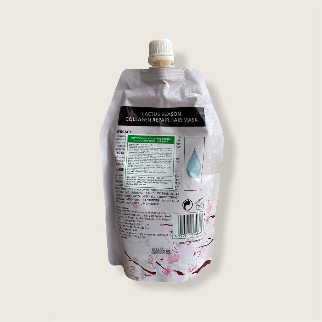 Kem ủ tóc Colagen Lactus 500ML xả dưỡng tóc bóng mượt ngăn rụng tóc chính hãng CT71