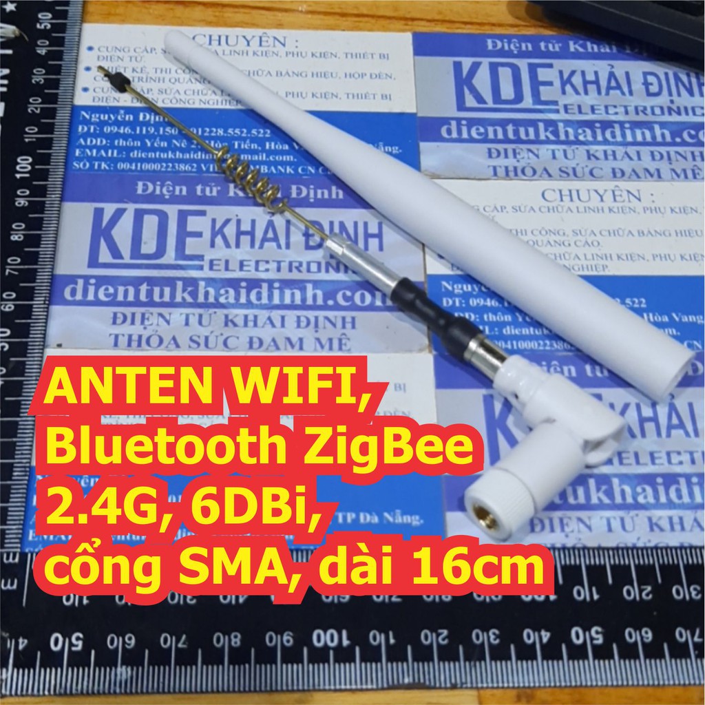 ANTEN WIFI, Bluetooth ZigBee 2.4G, 6DBi, cổng SMA, dài 16cm, đầu cổng đực kde5355