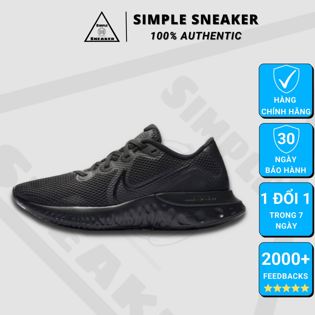 Giày Nike Chính HãngFREESHIP Giày Sneaker Chạy Bộ Nam Nike Renew Run Triple Black Thể Thao - Simple Sneaker