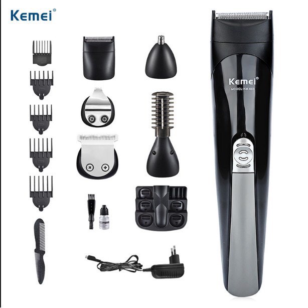 Tông Đơ Cắt Tóc Kiêm Máy Cạo Râu Đa Chức Năng Kemei KM-600 Cạo Râu Tỉa Mũi Tỉa Mày...