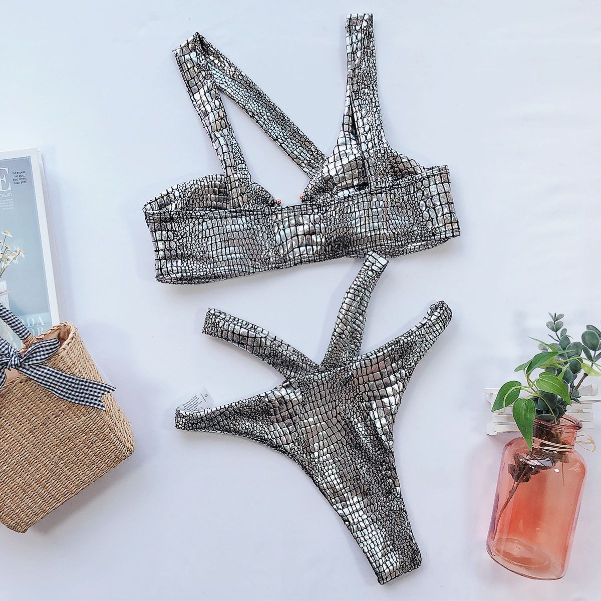 Bộ Bikini Hai Mảnh Họa Tiết Da Rắn Gợi Cảm Cho Nữ | BigBuy360 - bigbuy360.vn