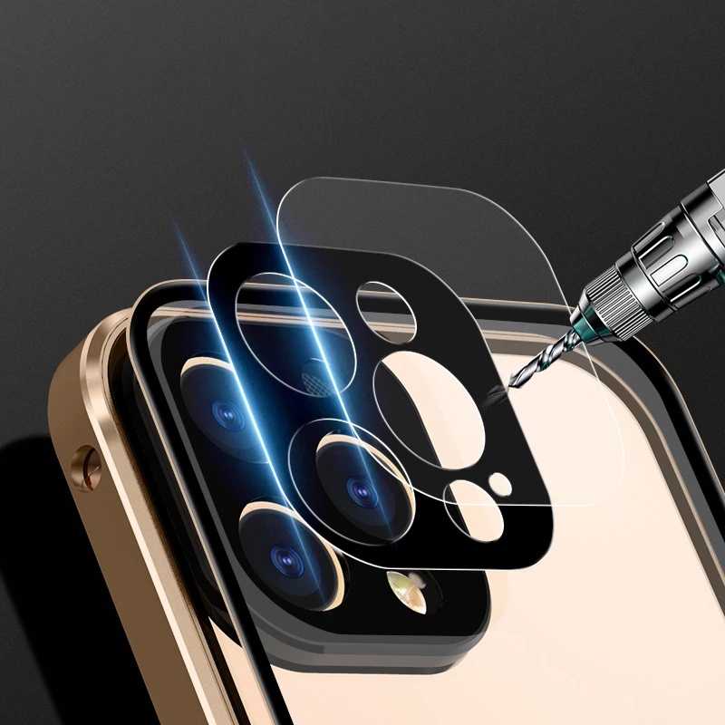 Ốp Điện Thoại Kính Cường Lực Hai Mặt Viền Kim Loại Hít Nam Châm Cho IPhone 13 11 12 Pro Max 14 Pro Max