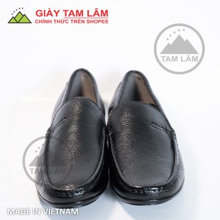 Giày lười da bò sần màu đen DS02