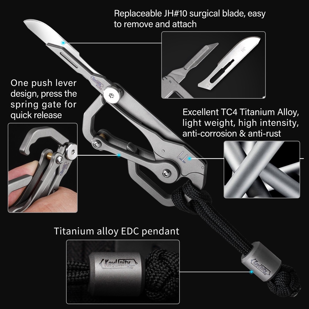 Móc khóa titan lưỡi dao mổ KeyUnity KU00
