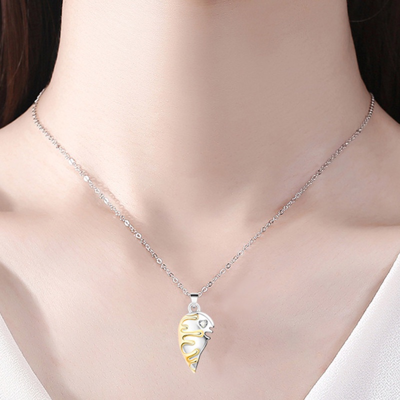 Flgo Set 2 Vòng cổ Nam Châm Mặt Hình Trái Tim Sáng Tạo Cho Cặp Đôi