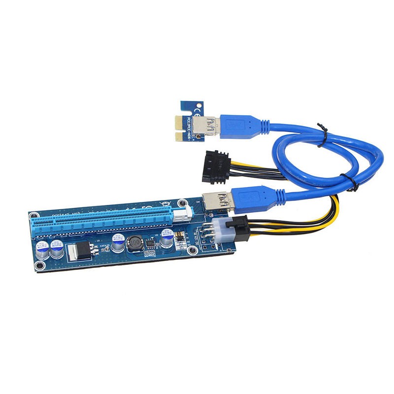 Dây Cáp Chuyển Đổi Pci-E Riser Pci E Express 1x Sang 16x Pci-E Sata Sang 6pin