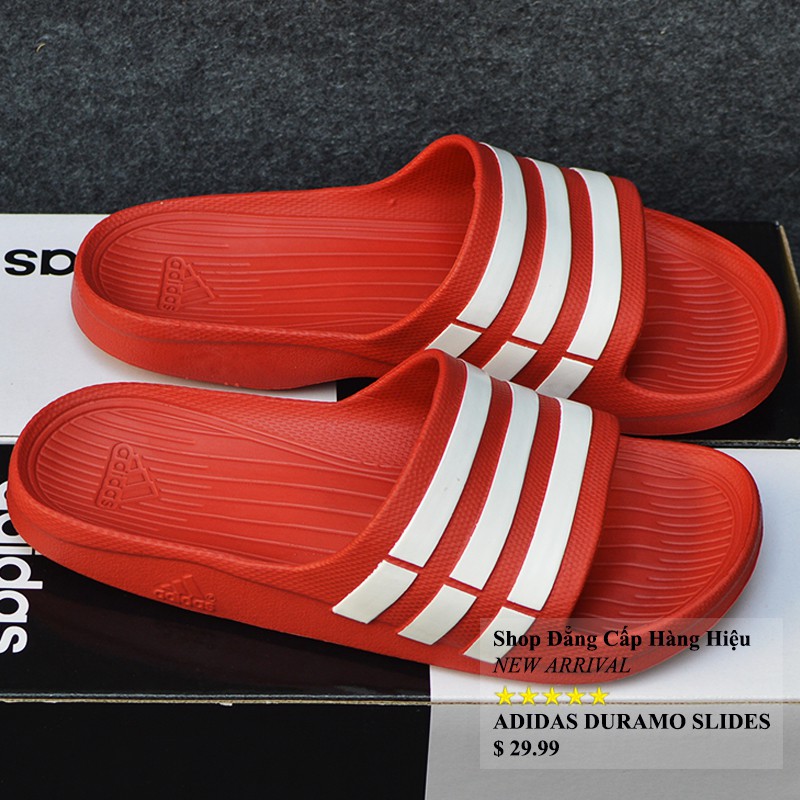 Dép Adidas Duramo chính hãng màu đỏ sọc trắng