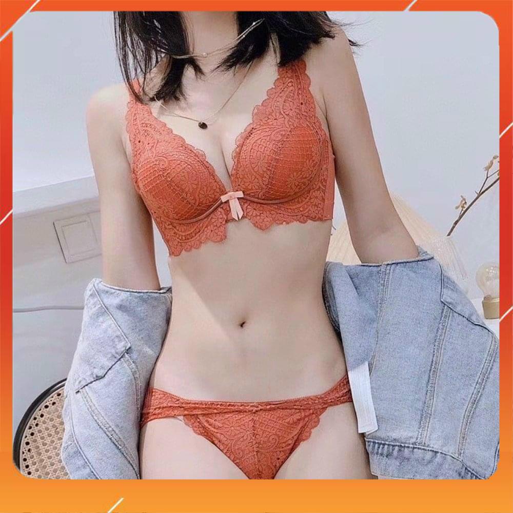 Áo lót nữ ren cao cấp siêu mềm không gọng nâng đẩy ngực cup chéo đệm mút vừa quai to bản A9953
