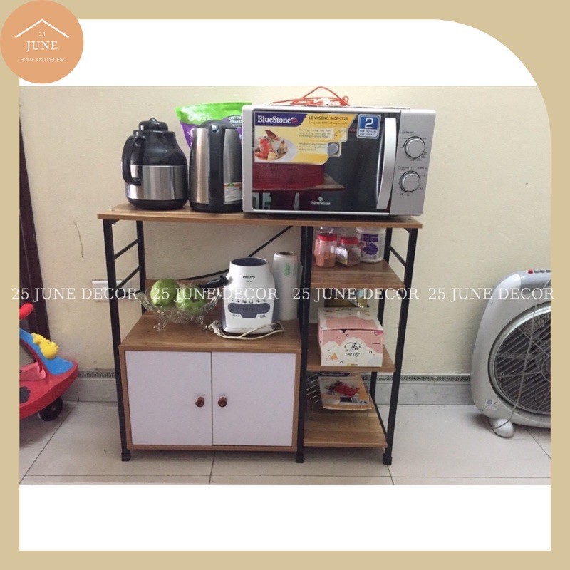 Kệ Để Đồ Nhà Bếp ✅ Miễn Phí Ship ✅ Tủ Bếp Nhiều Tầng Khung Sắt Sơn Tĩnh Điện Sàn Gỗ MDF Cao Cấp - 25 June Decor