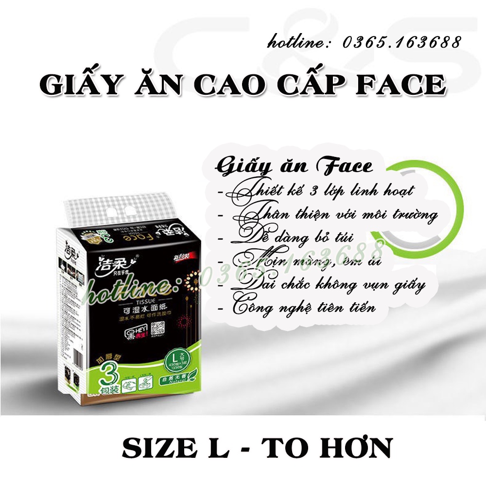 Giấy ăn Face đen hàng nội địa trung cao cấp - 18 gói 150 tờ 3 lớp