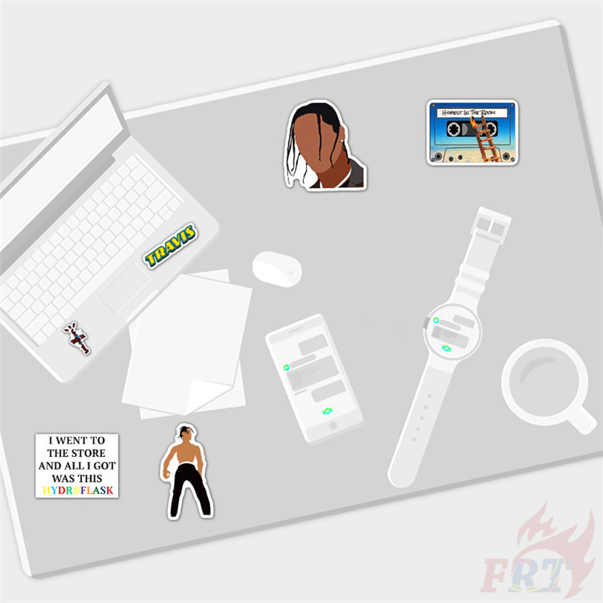 Set 50 Nhãn Dán Phong Cách Rapper Travis Scott Dùng Trang Trí Hành Lý / Laptop Không Thấm Nước Tiện Lợi