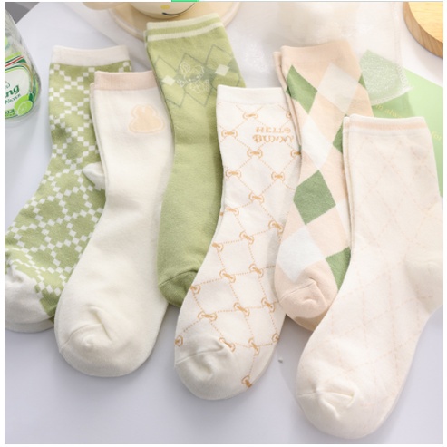 Vớ Cotton Mỏng Màu Xanh Lá Dễ Thương Phong Cách Nhật Bản Thời Trang Mùa Hè Cho Nữ