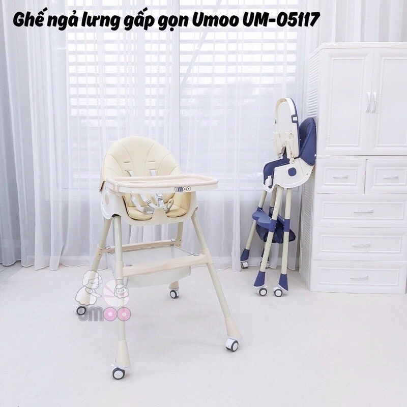 Umoo - ghế ăn dặm ngả lưng cao cấp có bánh UM-50117