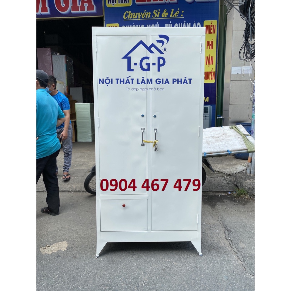 Tủ sắt đựng quần áo không gương cao 1m8 màu xám ghi