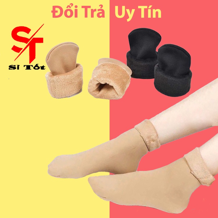 Tất Chân Lót Lông Giữ Nhiệt Ấm Áp Cho Nữ 2 Màu Đen Da