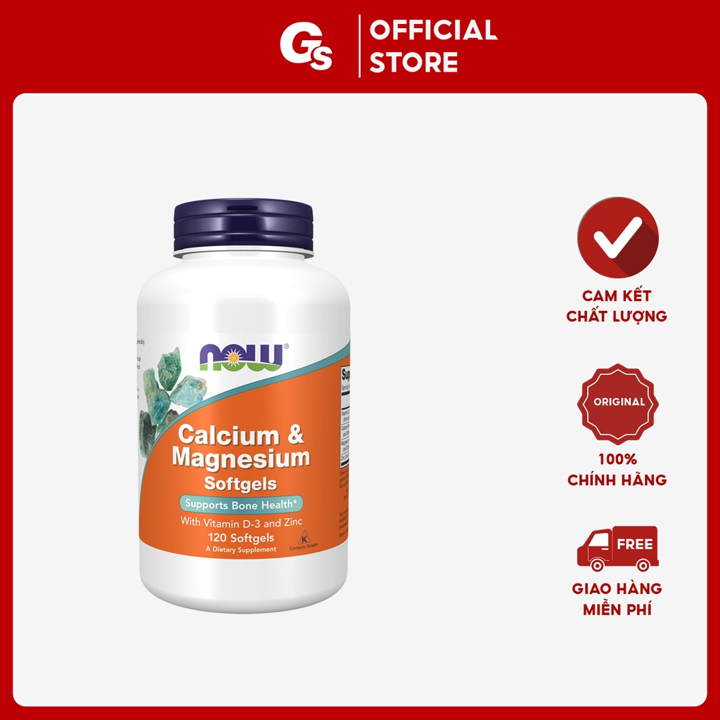 Viên uống NOW Calcium & Magnesium Softgels nhập khẩu Mỹ - Gymstore chắc khỏe xương, tăng hệ miễn dịch cải thiện giấc ngủ