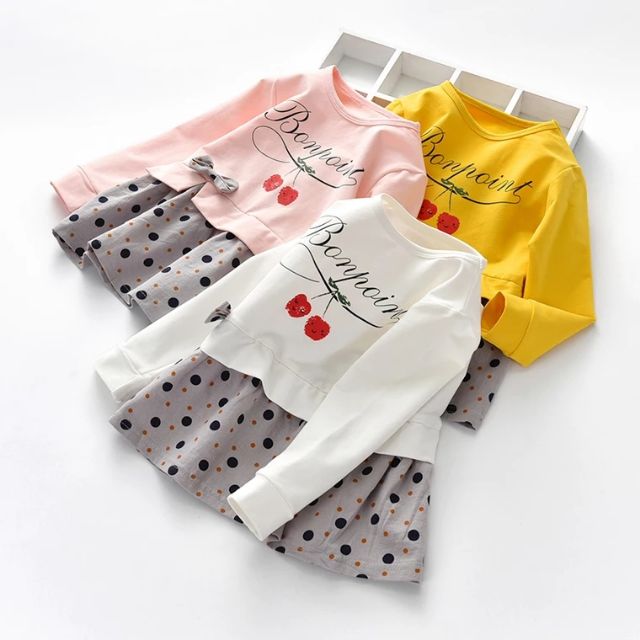 [ORDER] Váy cherry chấm bi cho bé yêu