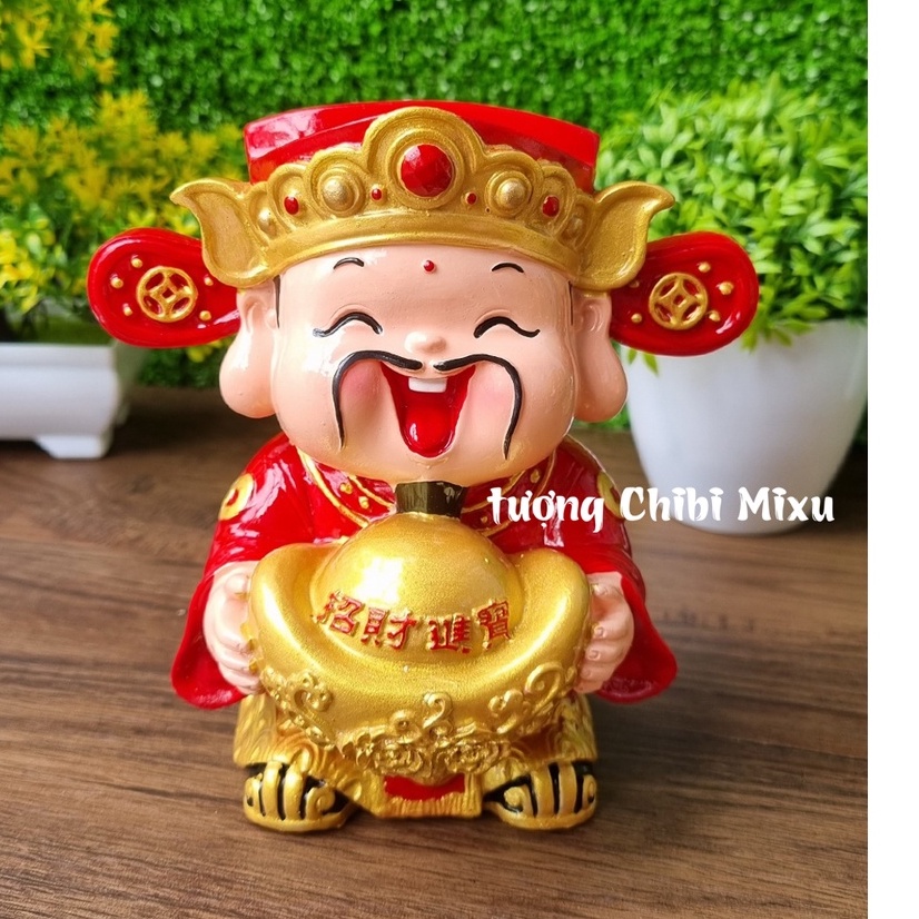 Tượng chibi Thần Tài 14cm đặc ruột - Thỏi vàng may mắn