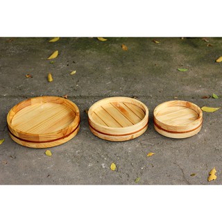 [Sushi Sashimi] Khay tròn gỗ đựng sushi nhà hàng Nhật 20cm thố gỗ tròn trang trí sashimi gỗ Thông tự nhiên