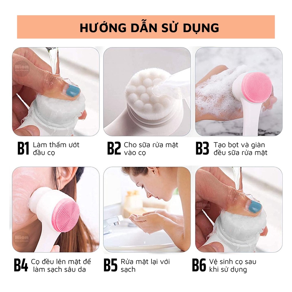 Cọ Rửa Mặt Massage Hai Đầu Làm Sạch Sâu Da Mặt Hàng Cao Cấp