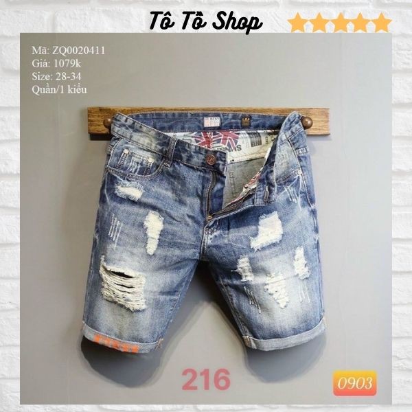 Quần Short Nam Rách❤️FREESHIP❤️ Quần Short Bò Nam Cao Cấp - Sọt Jean Co Giãn Mẫu Mới Hàng VNXK Tô Tồ Shop - QSJN03