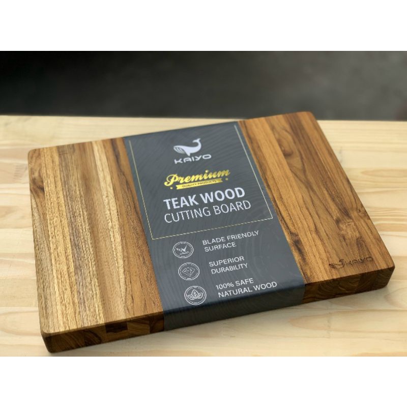 Thớt chặt gỗ Teak đầu cây chữ nhật siêu bền, chắc (dày 3,8 x rộng 25 x dài 35cm)&lt;br&gt;
