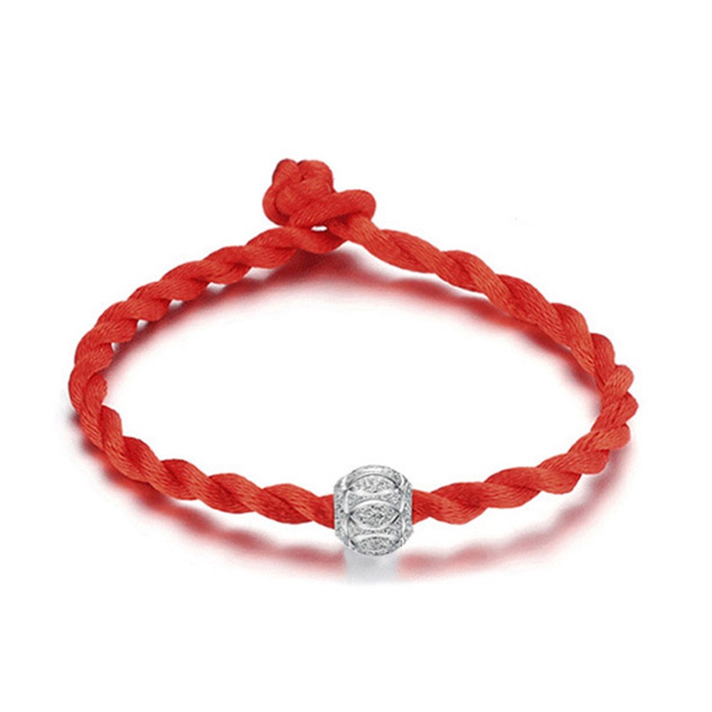 Vòng Tay Dây Đỏ May Mắn Xỏ Hạt Mạ Bạc Phong Cách Dân Tộc Cho Nam Và Nữ
