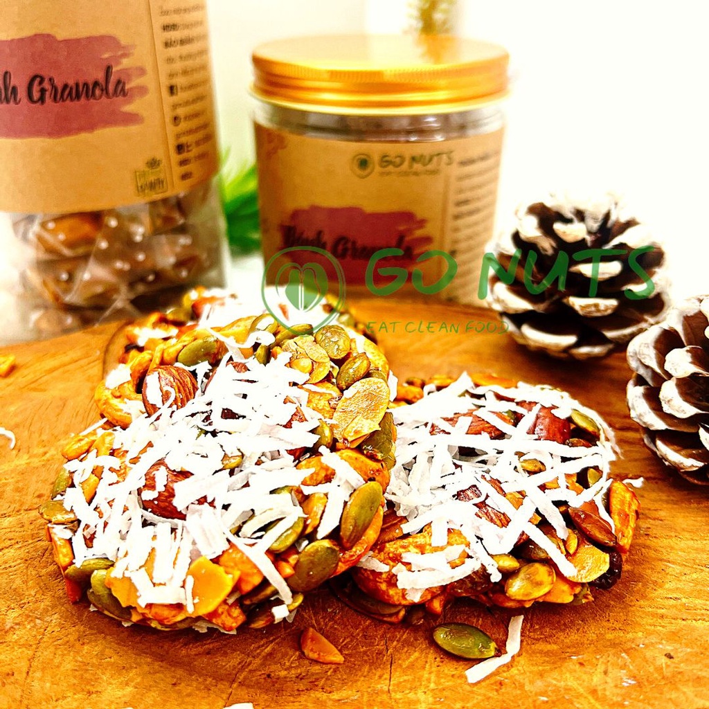 Bánh granola dừa non GO NUTS Bánh hạt dinh dưỡng mix không đường Bánh ăn kiêng ngũ cốc hỗ trợ giảm cân thuần chay