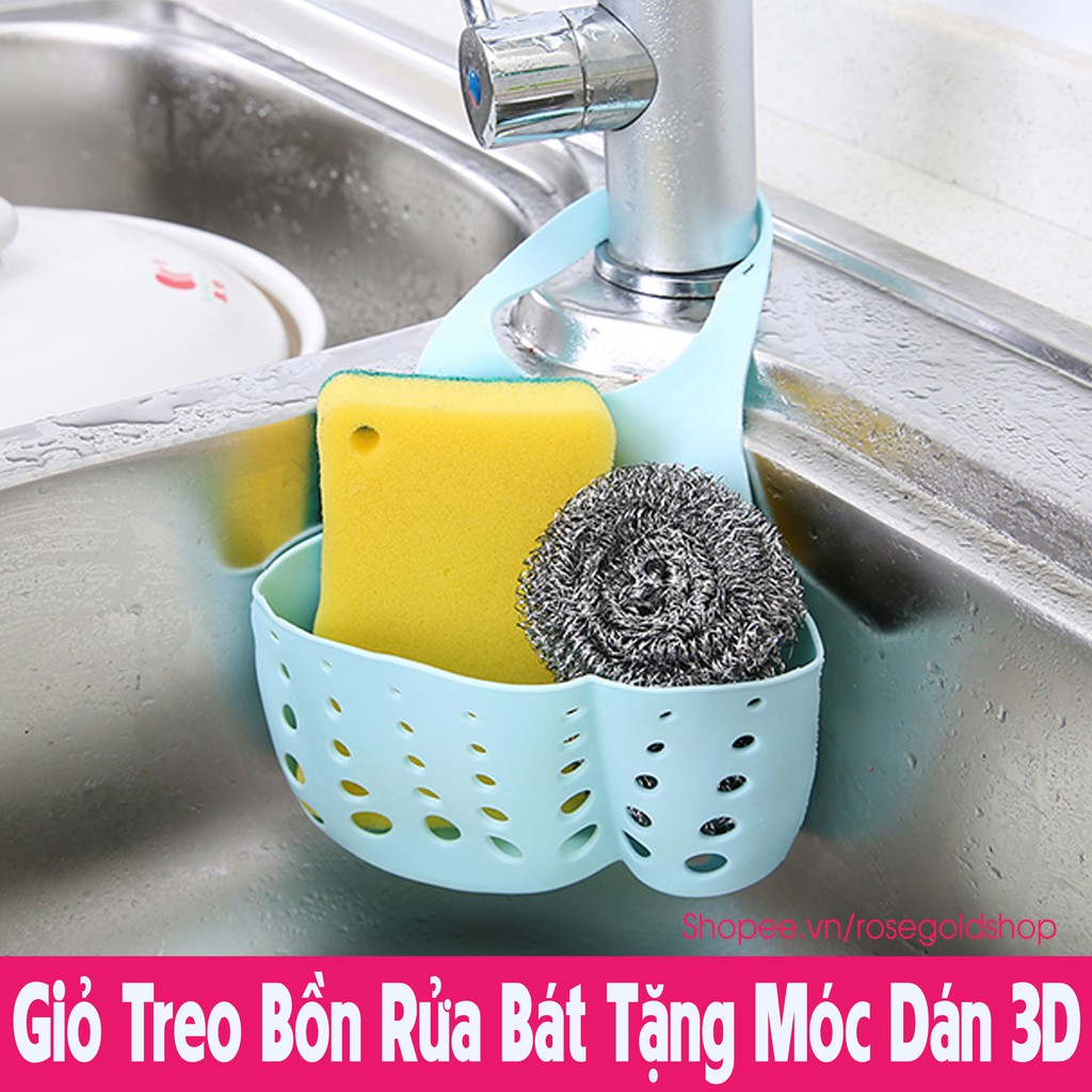 Giỏ Treo Bồn Rửa Bát Tặng Móc Dán 3D- Giỏ Treo Rửa Chén Tiện Dụng