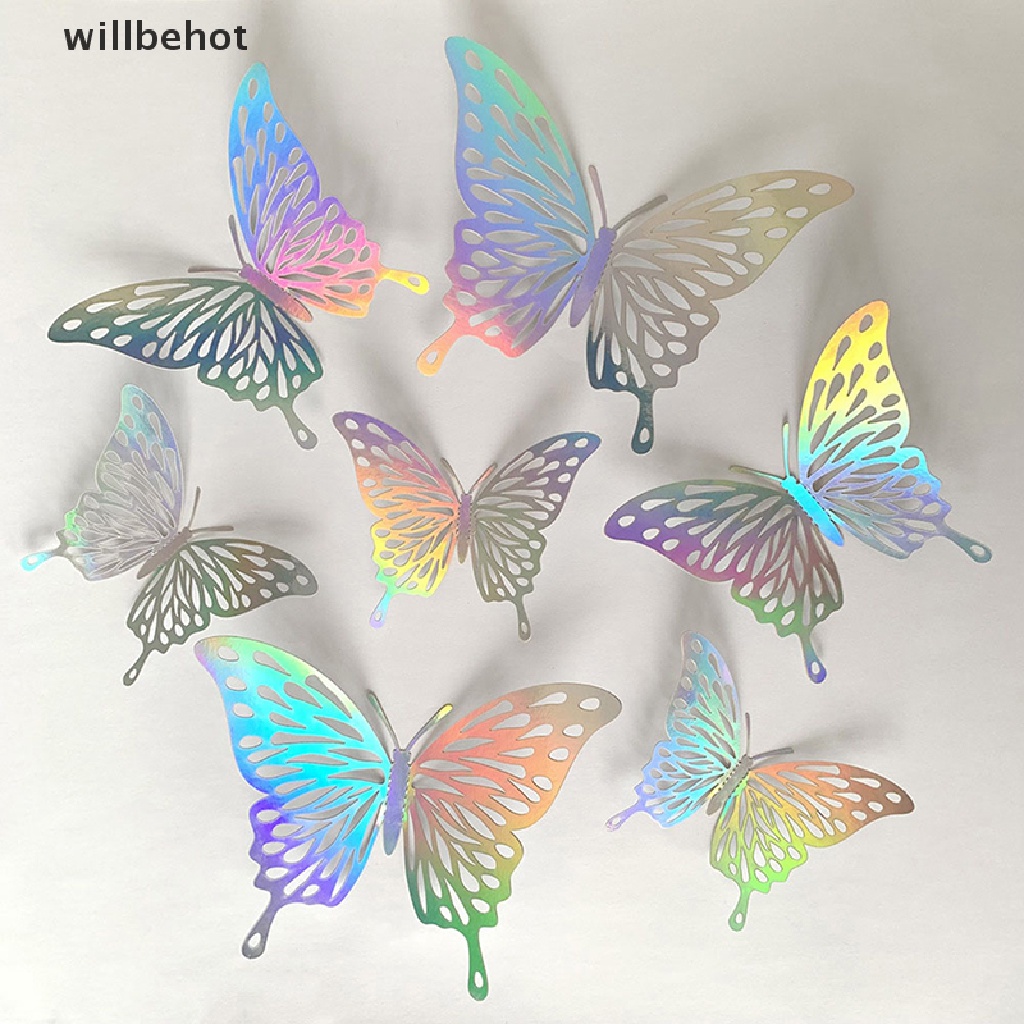 Bộ 12 Sticker Hình Bươm Bướm Khoét Rỗng Dùng Trang Trí Tiệc Cưới