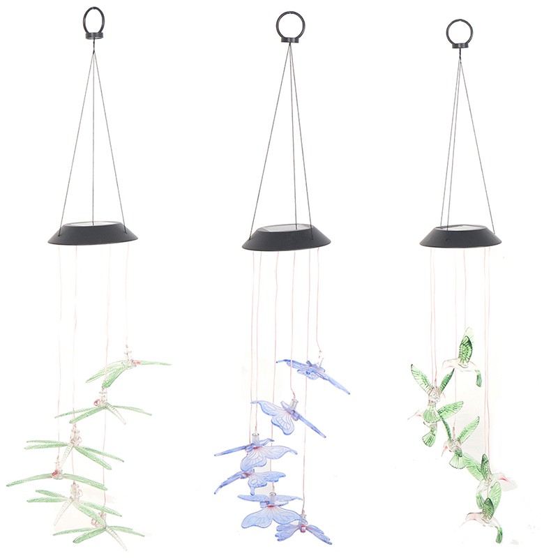 [baishangworshipwell♥]Solar Color Changing LED Butterfly Wind Chimes Garden Hanging Light Lamp Decor