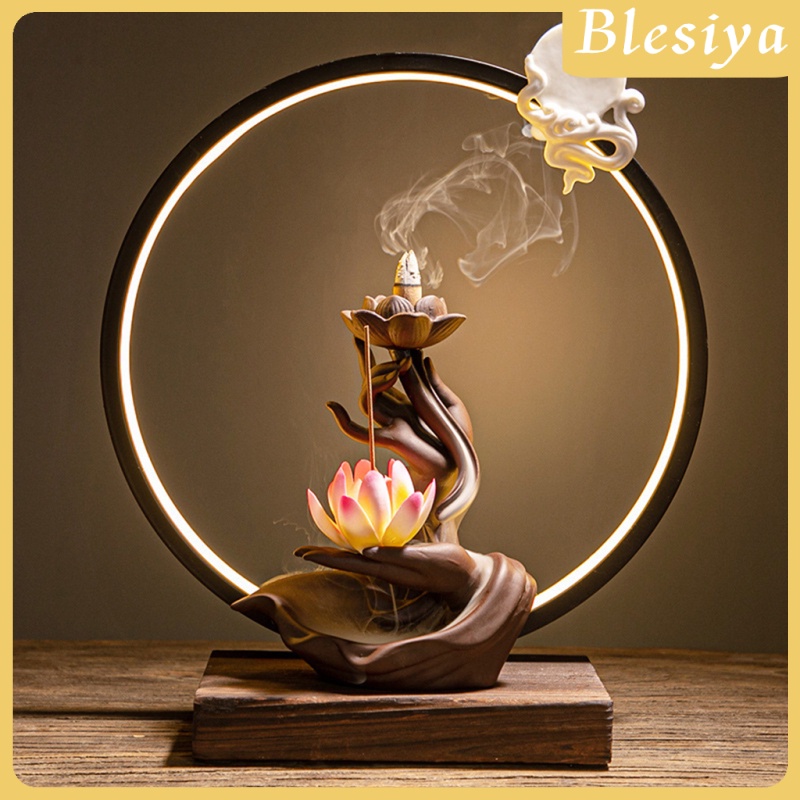 [BLESIYA] Ceramic Backflow Waterfall Incense Burner LED Light