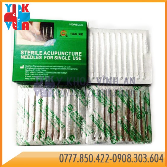 Kim Châm Cứu Tianxie Cán Bạc Loại 1 Acupunture Needle Hộp 100 Kim