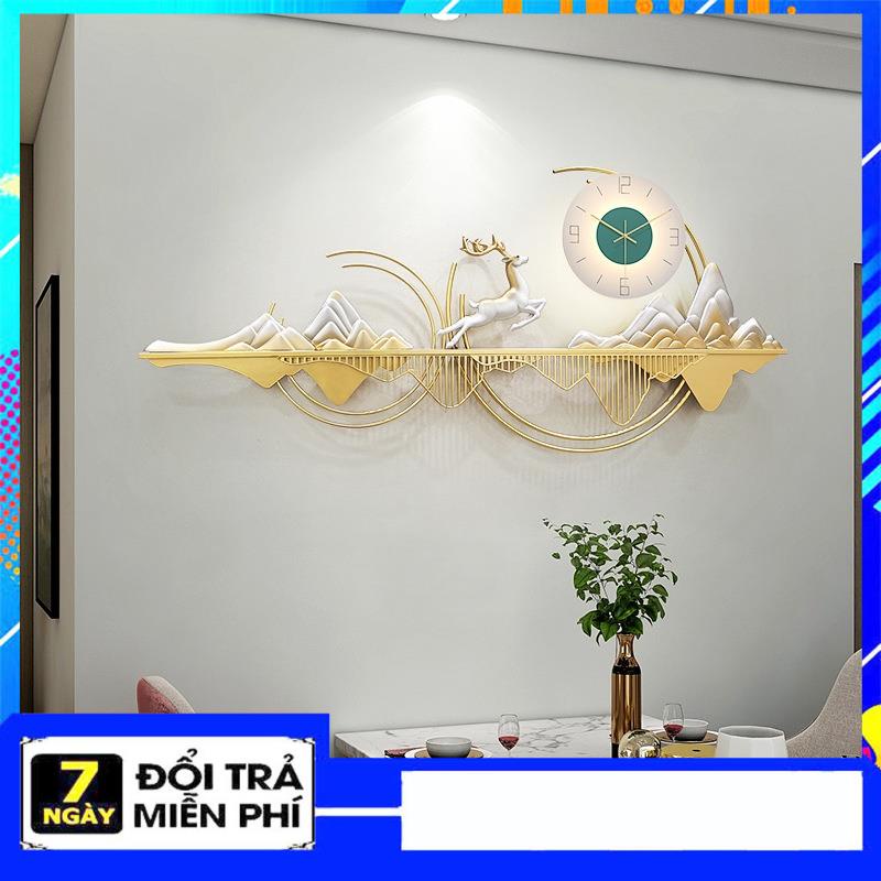 Đồng Hồ Treo Tường, Đồng Hồ Trang Trí Decor Hươu Vượt Núi mã m005