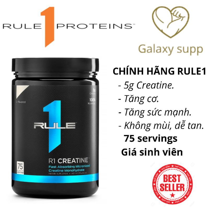 RULE 1 CREATINE Monohydrate Tăng Cơ Tăng Sức Mạnh 375g - 75 Servings