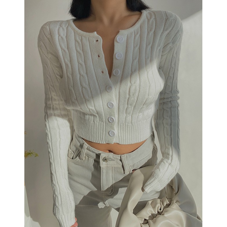 Áo Cardigan Dệt Kim Tay Dài Dáng Ngắn Phong Cách Phương Tây | BigBuy360 - bigbuy360.vn