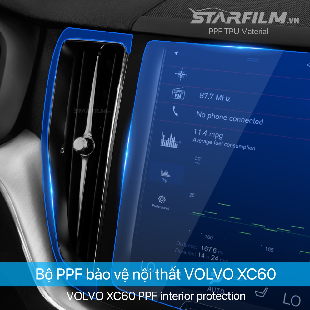 VOLVO XC60 2019 ~ 2022 PPF TPU nội thất chống xước tự hồi phục STARFILM