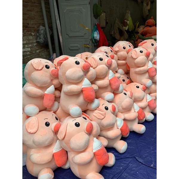 Gấu bông heo ôm bình sữa lợn bú bình mẫu thú nhồi bông siêu hot hit hàng cao cấp size 75cm
