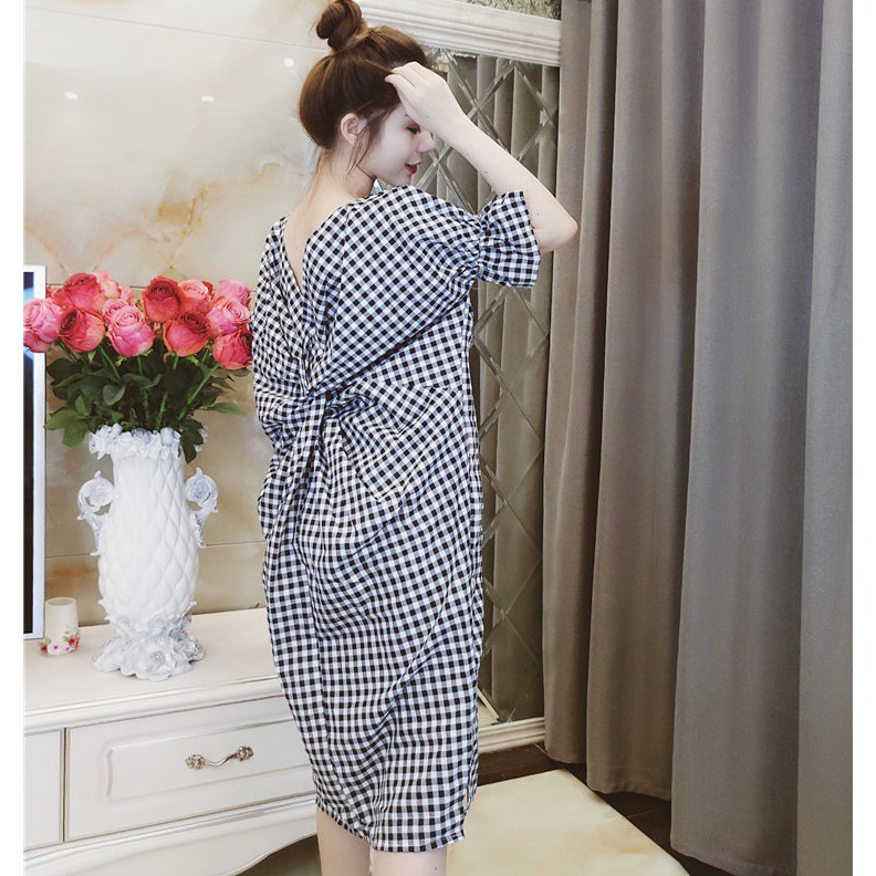 Đầm bầu nhún lưng sang chảnh DB018