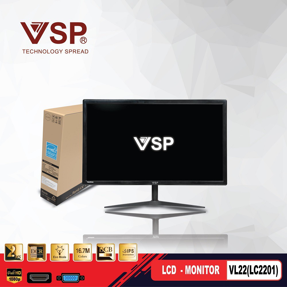 Màn hình máy tính LCD 22&quot; VSP VL22 (LC2201) - kết nối VGA / HDMI (Đen) -  Hãng phân phối chính thức - Màn hình máy tính | SieuThiChoLon.com