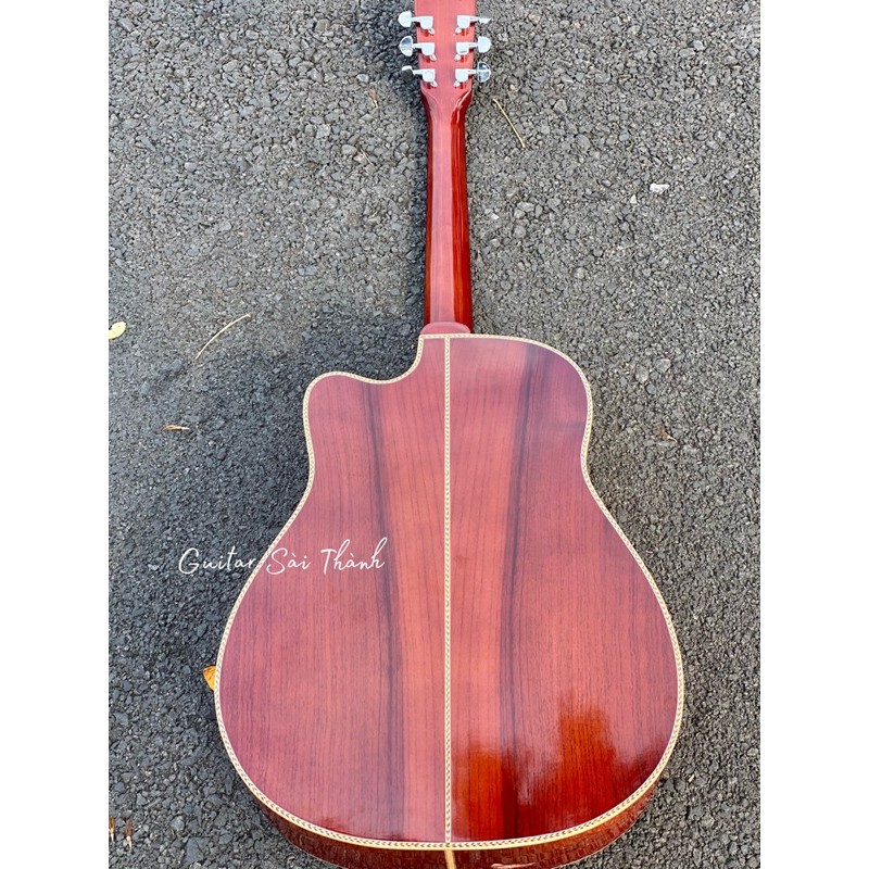 Đàn Guitar Acoustic Chính Hãng ST.Real Guitar Sài Thành Mã ST-H4 chất liệu gỗ nguyên tấm Bắc Phi chạy chỉ viền bông lúa