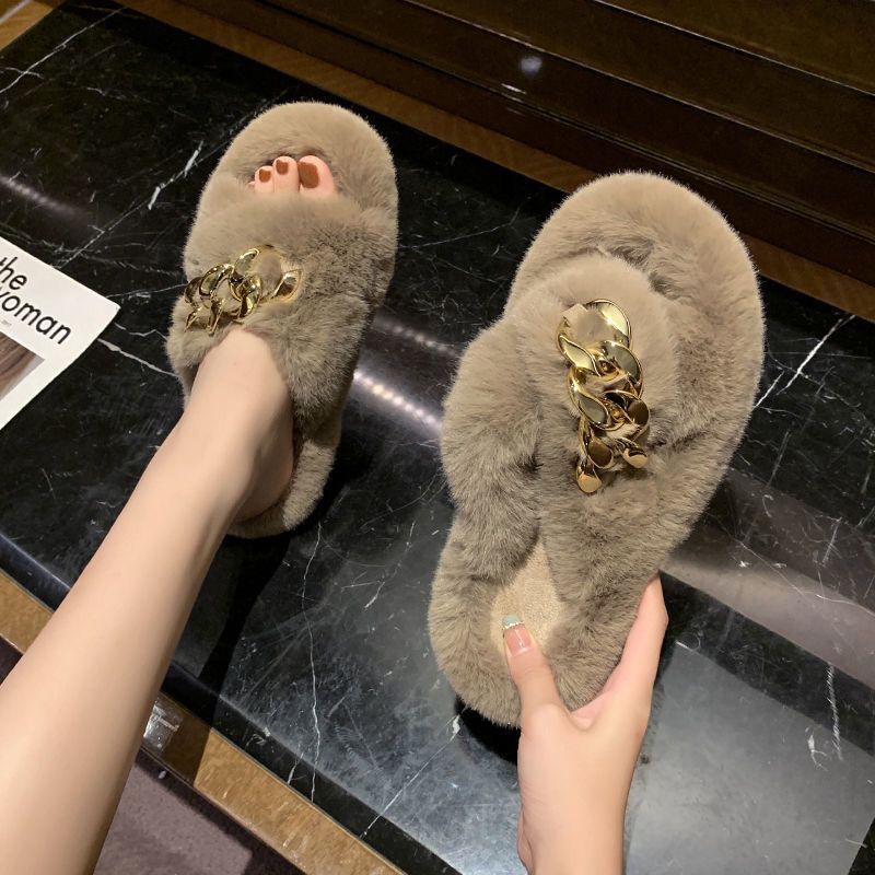 Dép Bông Quai Chéo Thiết Kế Dễ Thương Cho Nữ