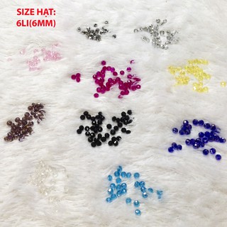 10 Hạt đá pha lê tròn bẹt size 6mm xỏ vòng tay trang trí thủ công