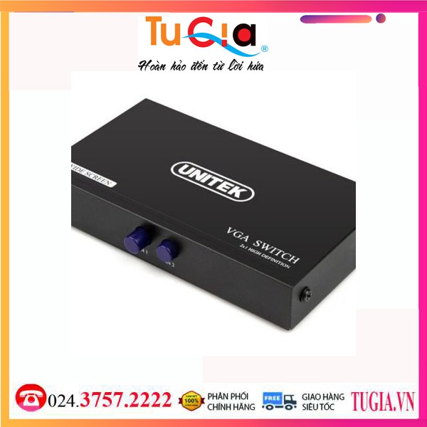 Bộ Chia Gộp VGA 2 PC vào 1 Màn Hình UNITEK (U-8704) - Hàng chính hãng