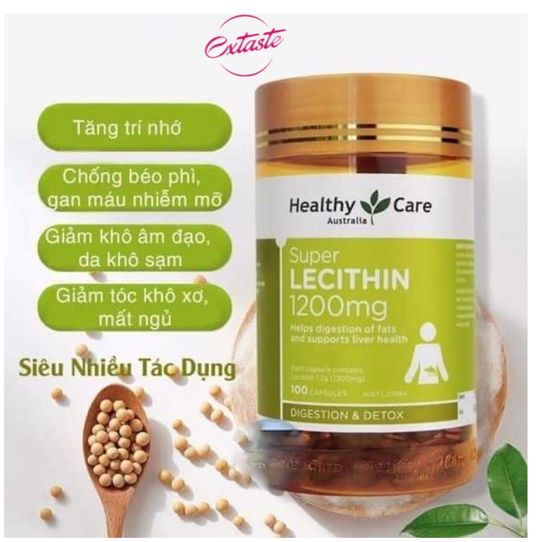 Mầm đậu nành Healthy Care Super Lecithin 1200mg 100Viên và Tinh dầu anh Thảo Primrose Blackmores 190 Viên Extaste