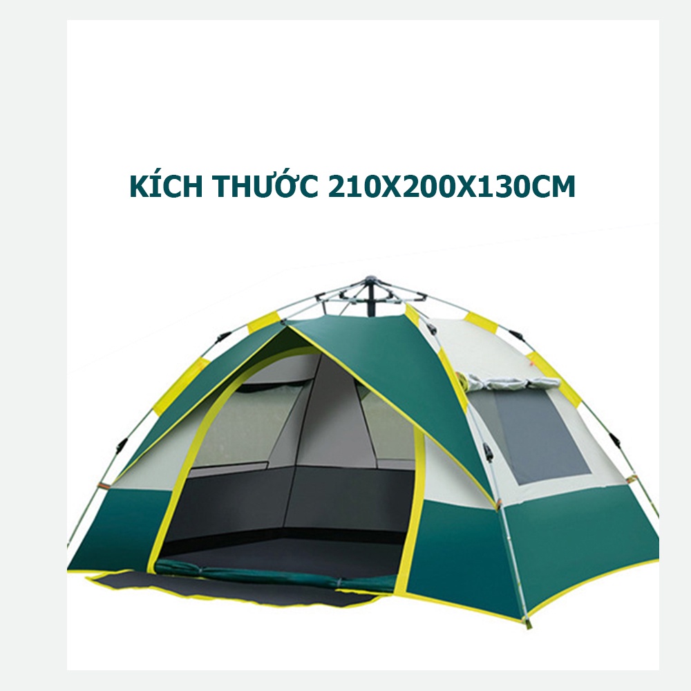 Lều cắm trại dã ngoại tự bung LOẠI DÀY 2 lớp, liều cắm trại chứa 4-5 người, chống nắng, chống mưa, 2 cửa thông thoáng