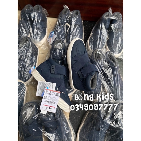 Giày Sneakers Bé Trai Cao Cổ Xanh Than ZR