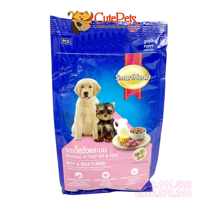 Thức ăn cho chó con Smart Heart Puppy 400g Vị thịt bò và sữa - Phụ kiện thú cưng Hà Nội