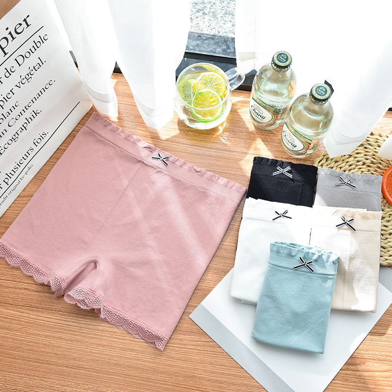 Quần Lót Boxer Phối Ren Đính Nơ Xinh Xắn Ngọt Ngào Cho Nữ